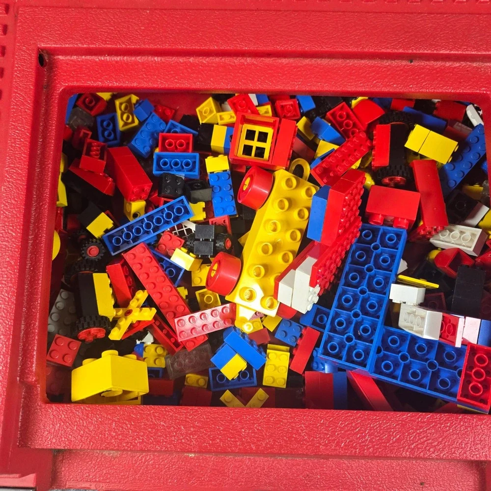 Vintage Red LEGO Carry Case Storage Box‎ with Assorted Building Blocks Bricks